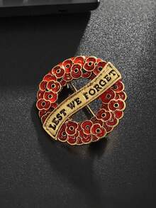 1 件“永志难忘”深红色罂粟花纪念胸针花环 - 珐琅水钻水晶钻石胸花，连衣裙配饰别针用于衣服包魅力学校，适合所有人，复活节，主题派对，愚人节，舞台表演，感恩节，万圣节，圣诞节，新年最佳生日情侣朋友礼物办公室配饰衬衫 - 彩色 - 查看 6