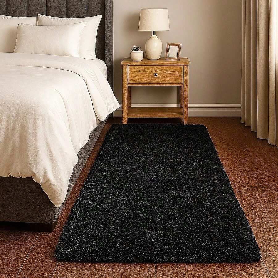 Soft Plush Extra Soft Runner Rug 2 Meters X 60 Cm - 黑色 - 查看 1