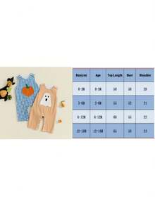 Baby Boy Halloween Clothes, Baby Pumpkin Outfits, Ghost Baby Clothes Boy, Newborn Boy Summer Overalls, Ghost/Pumpkin Embroidered Plaid Crew Neck Sleeveless Jumpsuit For Fall