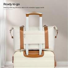 3/5 Piece Suitcase Luggage Carry On Hand Cabin Bag Hard Shell Lightweight Luggage With TSA Lock,The Travel Suitcase With Spinner Wheels Included 1pcs Travel Bag And 1pcs Toiletry Bag (Beige White/Black, 20/24/28 Inch Luggage Set),Ideal For Holiday - 米色 - 查看 3