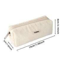 Bomtop Large Capacity Pencil Case, Corduroy Pencil Case, Backpack, Cosmetic Bag, Toiletry Bag, Minimalist, Multi-Color - Multicolor - View 9