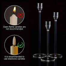Set de 3/6/18 portavelas altos de acrílico transparente y con forma cónica para decoración del hogar, bodas, fiestas y centros de mesa