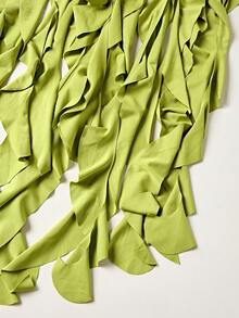 Halter Ruffle Layered Hem Bodycon Dress In Bright Green, Asymmetrical Fringe Summer Beach Look - Green - View 6