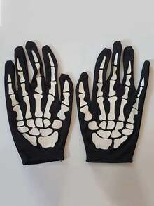1 Pair Halloween Skeleton Gloves, Performance Costume Party Gloves