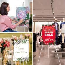 1pc Display Easel Stand, Folding Easels For Display, Portable Tripod Display Easel, White Adjustable Metal Easel For Wedding Sign, Posters, Painting