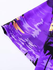 Men'S Casual Hawaiian Shirt  Tropical    Summer    Regular Fit    Button  Button Front    Mens Shirt  Purple Short Sleeve Shirt  Plus Size - Màu tím - Xem 7