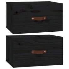 Comodini dA, Parete Larryhot 2 pezzi Nero 40x29,5x22 cm, belli e pratici, ideali per riporre oggetti e decorare la casa - nero - Visualizzare 3