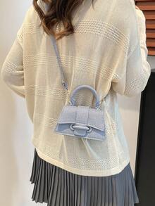 This Year's Popular High-Quality Lipstick Bag, Mini Square Bag For Export, New Solid Color Versatile Handbag, Women's Bag - Blue - View 4
