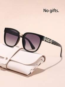 一副新款几何镜框高品质优雅品牌设计眼镜，女士时尚款（不含配件），适合户外活动、购物、驾驶等场合，是理想的礼物之选，镜腿饰有优雅装饰，超大方形镜框 - 彩色 - 查看 6