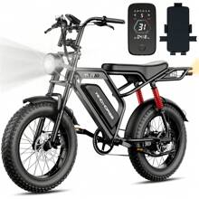 WIND HORSE Fat Tire Electric Bike For Adults, 20" E-Bike 31MPH, 40-65 Mile Range, 1500W Peak Motor, All-Terrain Electric Dirt Bike With Long Seat, Rear Rack, 48V 15.6Ah Removable Battery, Turn Signal, Dual Suspension, Electric Mountain Bike For Commuting & Off-Road
