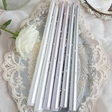 35cm/25cm Pearl White Taper Candles - Elegant Floral Print Wedding ...