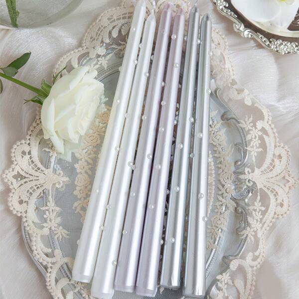 35cm/25cm parelwitte taps toelopende kaarsen - elegante bruiloftskaarsen met bloemenprint voor een romantisch diner, jubileum of woondecoratie | Langdurige rookvrije was | Luxe cadeau voor vrouwen, stellen, bruidsdouches en tafeldecoratie