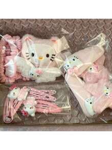Sanrio 15pcs Sanrio Hello Kitty Hair Accessories Set - Fashionable Resin Hairbands And Clips, Ideal Christmas Gift For Girlfriend