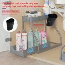 1pc/2pcs Packaging Space Saving 2 Tier Pull Out Organizer - Durable Plastic Adjustable Shelves & Baskets For Kitchen & Bathroom Shelves, Holds Bottles, Spices, Cutlery, Cleaning Supplies - Under Cabinet Mounting, Compact Design For Easy Maintenance, Fashionable Style, Sturdy Construction, A Must For Apartment Living Model 2025 - 2pcs白色 - 查看 3