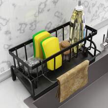 1pc Plastic Kitchen Sponge Organizer Rack Set, Multi-Functional Sink Drain Rack With Sponge, Sink Sponge Holder, Dishwashing Sponge & Soap Rack, Draining Rack, Kitchen Storage And Essential Storage Items, Kitchen Accessories, Bathroom Storage, Practical Small Gifts For Friends, Wives, And Parents