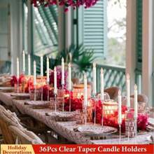 Set de 3/6/18 portavelas altos de acrílico transparente y con forma cónica para decoración del hogar, bodas, fiestas y centros de mesa