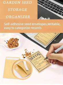 1 Set Of Garden Seed Organizers, 2-Hole 5″ Seed Organizer With 50 Self-Sealing Envelopes, Seed Packaging Organizer, Seed Saving Folder Garden Seed Storage Organizer - 粉紅色+50張信封 - 查看 3