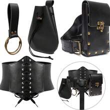 Womens Corset Belt Pouch Waist Bag Fanny Pack Phone Holder Coin Purse Skirt Hikes Loop Hook Medieval Renaissance Costume Sets - A - View 1