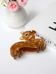 1pc Cute Animal & Plant Acrylic Hair Claw Clip, Cartoon Pony, Squirrel, Alpaca Shape Hair Clamp, Thanksgiving Maple Leaf Clamp, Creative Forest Animal Tree Stump Design Hair Accessories, For Women And Girls Animal Hair Clips, School Stuff, College Autumn Accessories Fall Winter For Vacation Outfits Woman