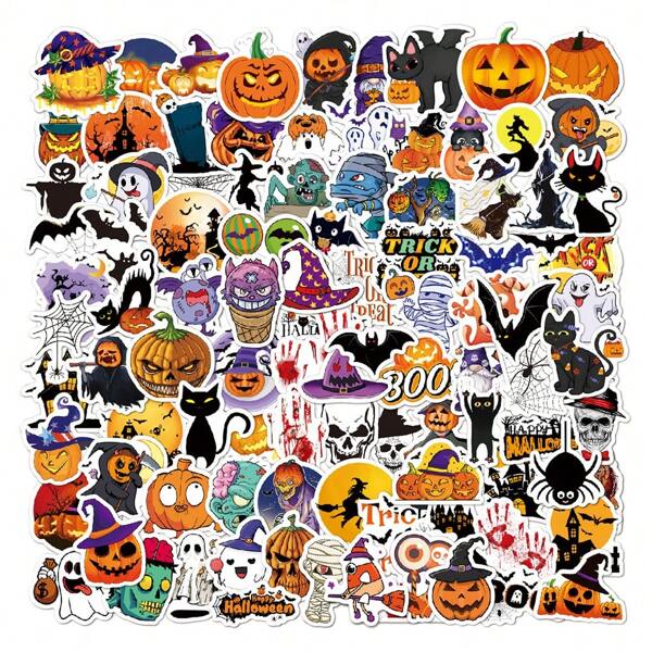New Halloween Cartoon Graffiti Stickers For Luggage, Computers, And Notebooks, Decorative Laser Halloween Stickers