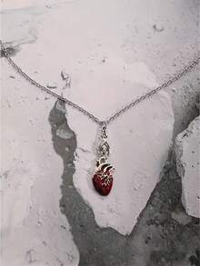 1 chiếc vòng cổ mặt hình dơi và trái tim Gothic độc đáo, phụ kiện Halloween thời trang cá nhân hóa, phong cách Punk cổ điển phù hợp cho cả nam và nữ - Nhiều màu - Xem 4