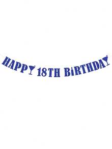 1pc HAPPY BIRTHDAY Pull Flag, 18/21/30/40/50/60 Black/Gold/Silver/Rose Gold/Champagne Gold/Blue Birthday Party Decoration Pull Flag Banner - Multicolor - View 16