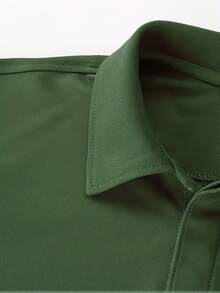 [Summer Golf Polo] Stylish Summer Golf Polo Shirt | Solid Color, Casual Outdoor Short-Sleeve Top With Buttons, Suitable For Sports And Hiking - 軍綠色 - 查看 5