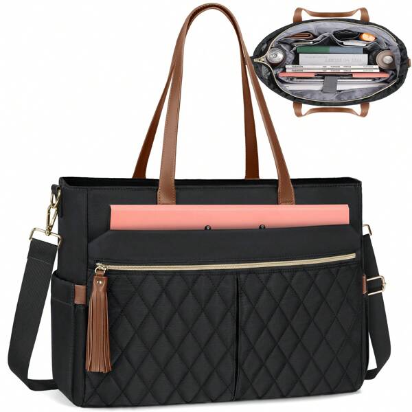 NEWHEY Laptop Bag For Women 15.6Inch Teacher Tote Bag Work Bags For Women Nurse Bag Professional Laptop Tote Computer Messenger Laptop Briefcase Large Handbag For Office College Nursing