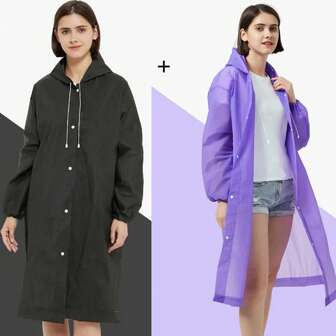EVA Raincoat, Thicker Non-Disposable Portable Adult Unisex Travel Outdoor Waterproof Full Length Rain Poncho