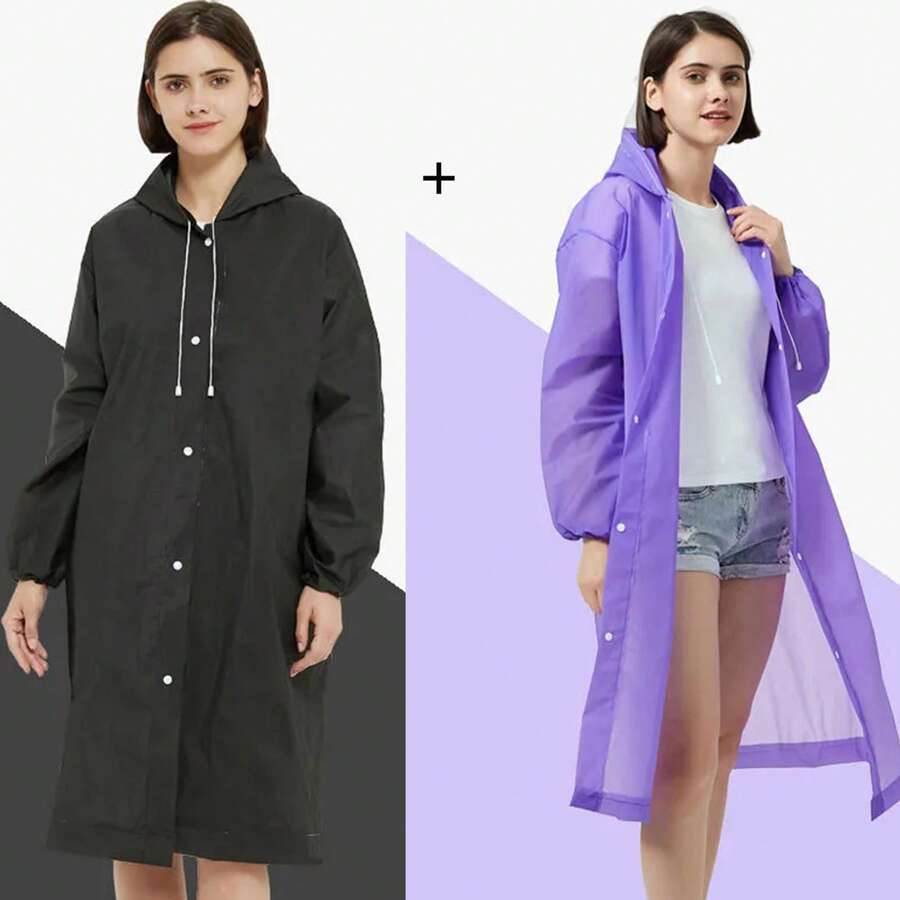 EVA 雨衣，加厚非一次性便携式成人男女通用旅行户外防水全长雨披 - 彩色 - 查看 1