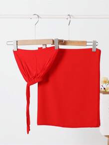 2pcs Women Scarf & Bonnet Set, Versatile Underlay Cap Combo, Hijab, Middle East Ramadan Abaya Matching, Elastic Chiffon Scarf & Cap Set, Casual Outfit - Camel - View 15