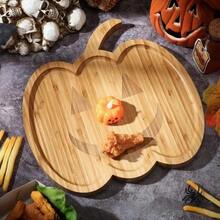 1/2/6Pcs Halloween Theme Wooden Apparition Tray, Pumpkin Tray, Cake Snack Snack Nut Tray,Halloween Serving Trays, Dessert Pumpkin Apparition Candy Snack Plates,Trick Or Treat For Party, Snack Plate Supplies For Appetizer Lunch Dinner Dessert, Holiday Party Table Centerpiece, Kitchen Supplies