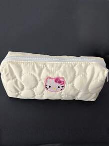 Sanrio 1 pezzo Astuccio per matite di Hello Kitty, design carino, borsa con cerniera in poliestere morbido per scuola e ufficio, organizer per cancelleria, borsa per articoli da toeletta, borsa per il trucco