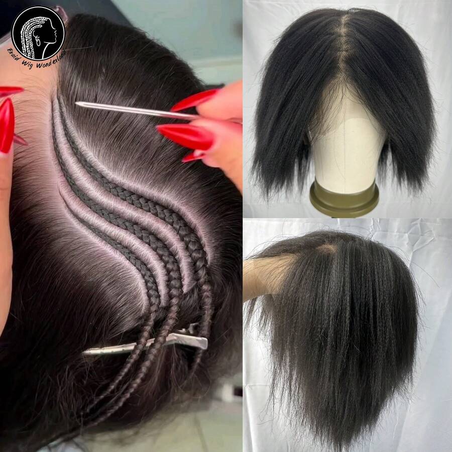 Mũ tóc giả bện móc thủ công HD Full Lace Mũ tóc giả ren móc 7" Mũ tóc giả màu đen tự nhiên Phân bổ đường may tùy ý để tạo kiểu tóc tự nhiên và chân thực, nhẹ và mềm mại, tiết kiệm thời gian hàng ngày cho nhiều kiểu tóc tết khác nhau - Nhiều màu - Xem 1