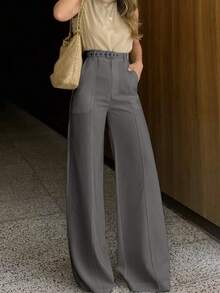 Straight Leg Suit Pants - 灰色 - 查看 2