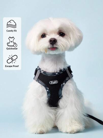 PETSIN Breathable Reflective Plaid Edge Chest And Back Harness Set, Suitable For Small Dogs, Including A Leash, Suitable For Both Cats And Dogs For Indoor And Outdoor Use