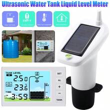 Solar Powered Water Level Gauge W/ Temperature Sensor Time Display Ultrasonic Water Tank Level Meter For Liquid Depth Measuring - Spain - View 1