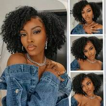 Half Wig Human Hair Jerry Curl 3 In 1 Wigs Beginner Friendly Flip Over Drawstring Glueless Wig Ready To Go Seamless Clip In Wigs Natural Black Color 16 Inch - Natural Black - View 7