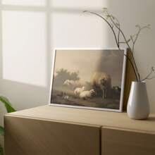 1pc Canvas Art Print,Sheep, Chicken, Grass, Sky, Bush  ,Wood Framed Painting (1) Thickness 2.5 Cm/ 1 Inch-Home Decoration For All Occasions,Ideal New Year, Valentine's Day,Thanksgiving,Easter,Christmas Gift,Room Decoration Aesthetic,Wall Decoration Art,Perfect Gift,Autumn And Winter Wall Decoration,Living Room Decoration, Bedroom Decoration, Kitchen Decoration, Entry Decoration, Bathroom Decoration, Direct Wall Painting, High Quality Wall Painting Poster,Modern Home Decoration Stretched And Framed Ready To Hang