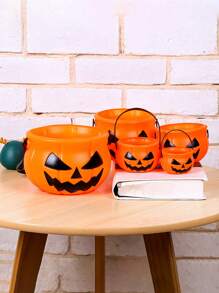 全新万圣节装饰南瓜桶手提包，3D趣味酒吧派对氛围玩具装饰 - 彩色 - 查看 4