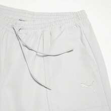 Puma Pantalones rectos de pierna ancha minimalistas y de moda para mujer, pantalones de chándal rectos con cordón 63092309