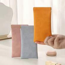 4-Pack Soft Fashion Glasses Storage Bags, Daily Portable Squeeze Top Glasses Case, Simple Solid Color Glasses Storage Bag, Suitable For Fashion Glasses, Sunglasses, Reading Glasses, And Prescription Glasses Accessories