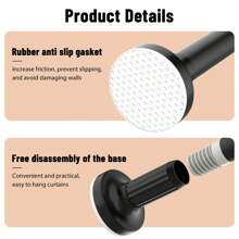 AutoFu Telescopic Net Voile Tension Curtain Rail Pole Rod Rods Extendable Spring Loaded, Wardrobe Rail, Extendable Wardrobe Pole, Heavy Duty Clothes Rail With End Sockets, Adjustable Wardrobe Rail For Wardrobe, Balcony, Bathroom - Black- 90-160cm - View 9