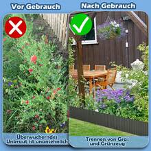VA-Cerulean Corten Steel Lawn Edging, Galvanized Metal Bed Border, Easy To Install, 18cm High, Flexible Lawn Edging, Root Barrier For Flower Beds Or As A Mowing Edge, Length Adjustable (5M, Black/Silver) - Black - View 8