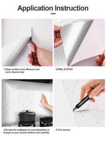 1 件黑色和金色光泽大理石图案自粘厨房贴纸，防水防油自粘墙贴，适用于炉灶、台面、瓷砖、橱柜、书桌、浴室梳妆台、大理石墙贴壁纸墙纸墙贴墙面装饰房间装饰壁纸贴纸墙卧室装饰厨房装饰家居装饰 - 黑金色 - 查看 13