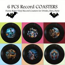 1box/6pcs Vintage Cd Design Coasters, Vinyl Record Coffee & Tea Cup Mat