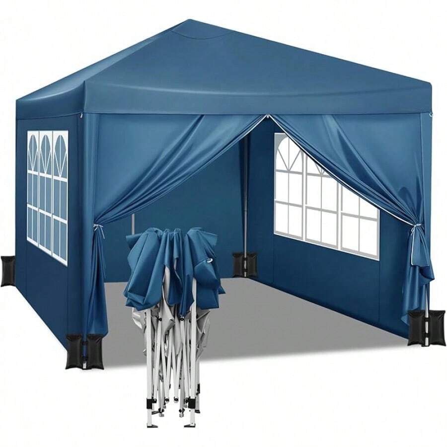 Fold The Garden Pavilion With A Height Of 3x3 Meters To Obtain The Height Of The Separated Edge Of A Waterproof Sandal Using Four Sandbags. - 藍光 - 查看 1