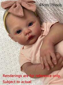48 CM Cloth Body Baby Doll Realistic Newborn With Flexible 3D-Paint Skin Tone With Veins, 19 Inch Newborn Soft Touch Vinyl Doll Kids Gift For Christmas (Some Parts Random, Including Pacifier, Bottle, Hair Accessories And Clothes Set),Reborn Doll Accessories,Reborn Dolls,Reborn Baby Dolls - 粉色 - 查看 2