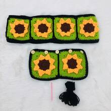 onEternal Handmade Crochet Sunflower Steering Wheel Cover And Seatbelt Cover Car Decor Set