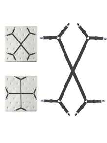 2 Pieces Of 4-Clip Adjustable Bed Sheet And Quilt Fastener, Adjustable Triangle With Elastic Fixer Pendant, Suitable For Bed Sheets, Mattress Covers, Sofa Cushions, Sofa Cover Buckles, Quilt Clips And Metal Clips.